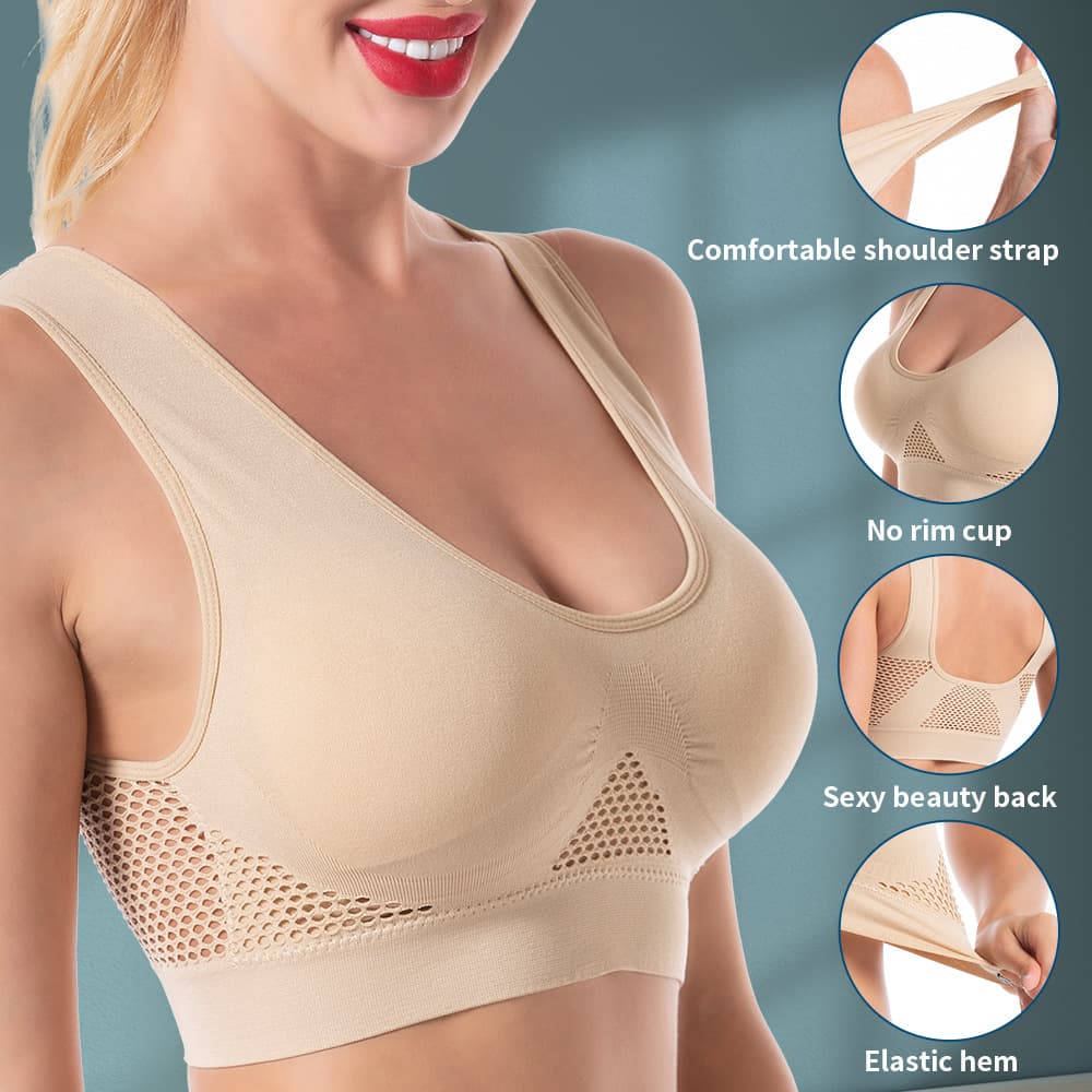 Sport Bra Mesh Hollow Breathable Sports Bra Cross-border Plus Size Yoga Running Fitness Sports Underwear