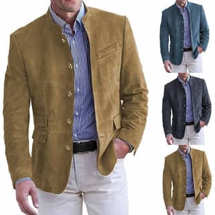 Amazon AliExpress Costume Coat Autumn Winter Men's Casual Suede Blazer