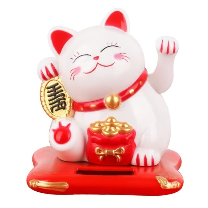 2.5-inch Solar Fortune Cat Car Ornament - Automatic Waving, Office Desk, Home Living Room Decoration, Opening Ceremony Gift