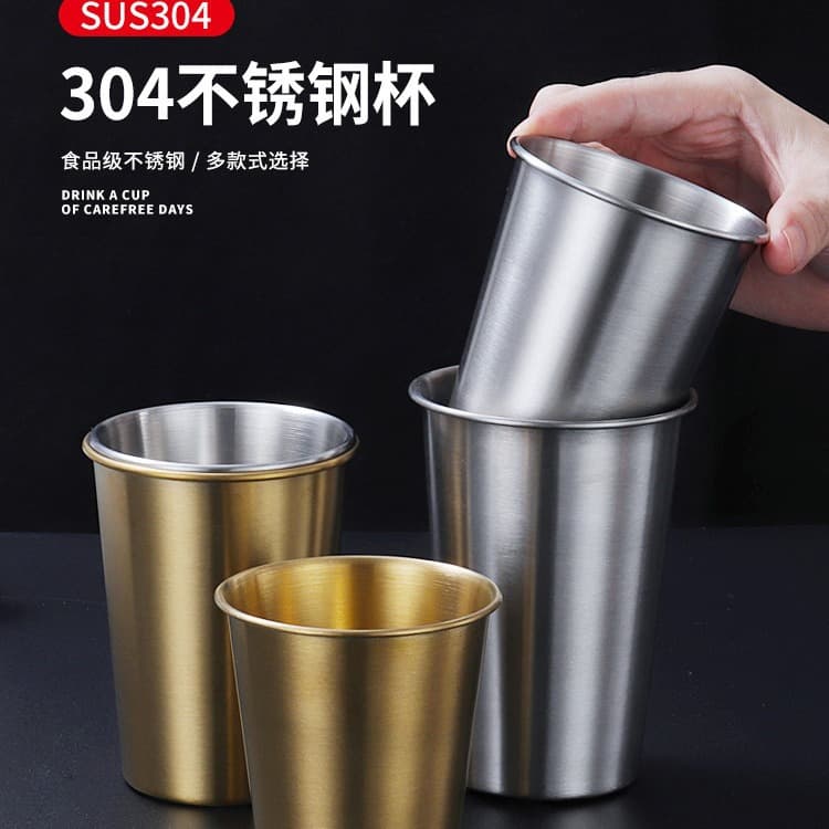 Cross-border 304 Stainless Steel Beer Mug Industrial Style Ins Water Cup Single Layer Cold Drink Cup Home Office Portable Cup