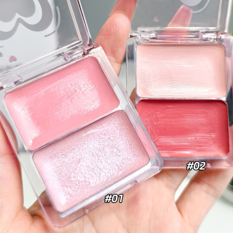 Vitality Water Glow Blush ~ Dual-Color Water Glow Blush Cream, Creamy Moisturizing Skin-Loving Sweet Girl Blush Highlighter Natural 3D