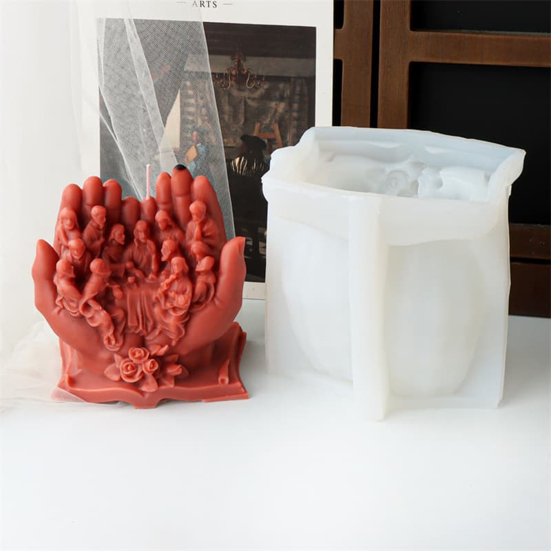 Double Hand Holding Person Silicone Mold DIY European Style Family Dinner Gypsum Aromatherapy Candle Home Decoration Piece