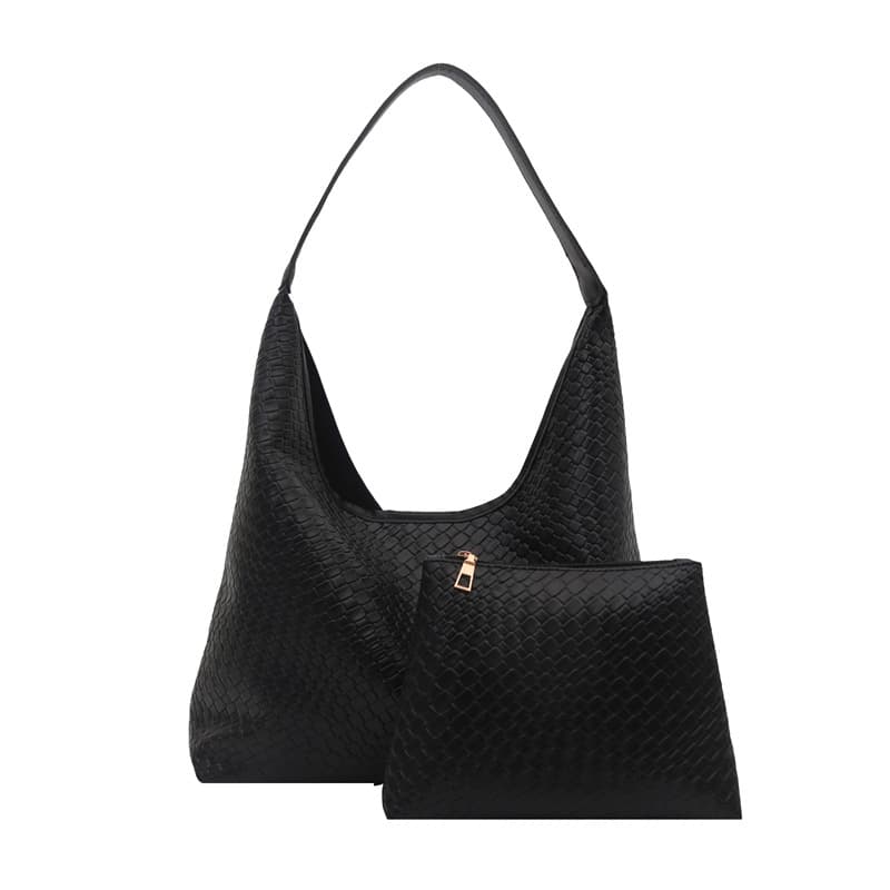 Premium Vintage Style Women's Bag 2025 New Woven Pattern Large Capacity Shoulder Bag Commuter Tote Bag with Detachable Pouch