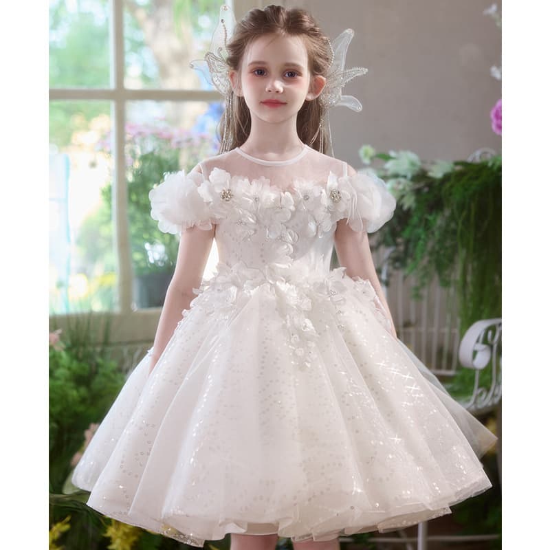 Princess Dress for Girls 1st Birthday Evening Gown Elegant Children's Birthday Wedding Flower Girl Piano Performance Costume