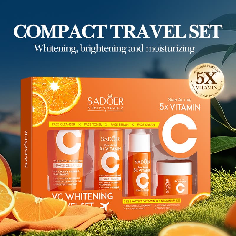 Cross-border five-fold vitamin C skin care travel size SADOER cream essence moisturizing set foreign trade skin care products wholesale