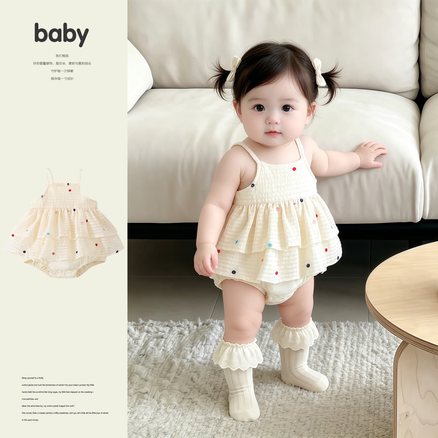 Summer new baby sweet splicing polka dot sling baby girl casual breathable splicing one-piece triangle crawler