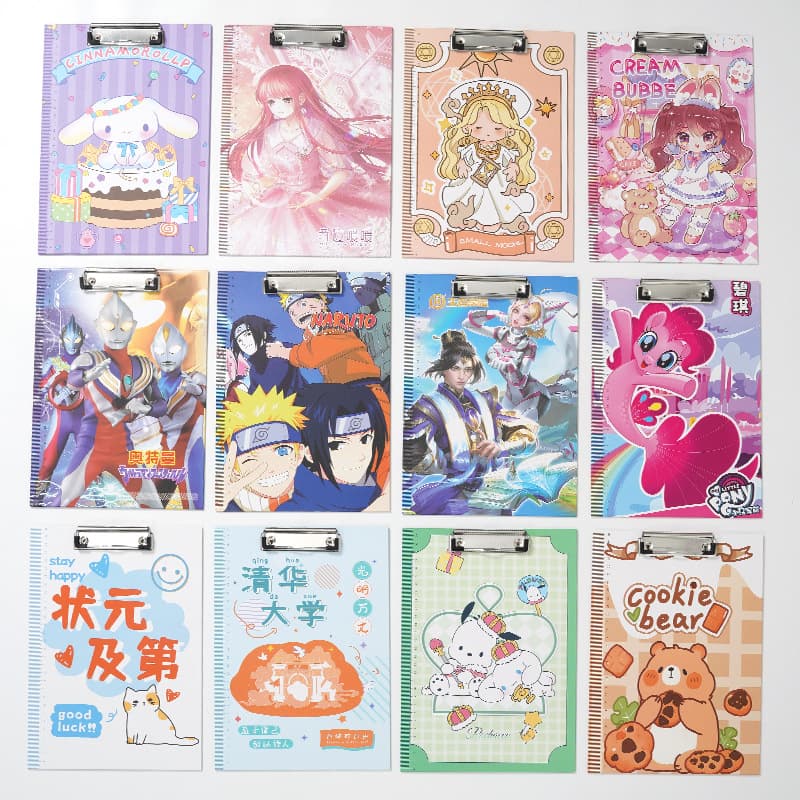 Creative A4 Cartoon Clipboard for Students, High-Aesthetic Writing Hard Pad, Document Folder Board, Large Test Paper Clip, Wholesale