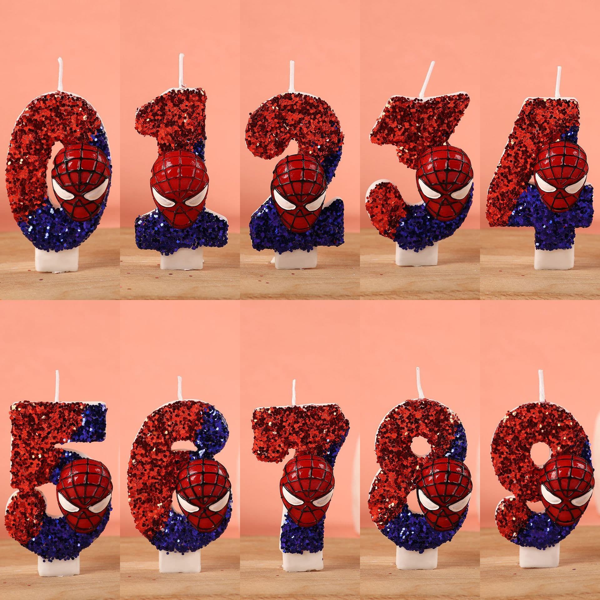 New Spider-Man Mask Digital Candle Creative Handmade DIY Children's Birthday Cake Decoration Wishing Candle