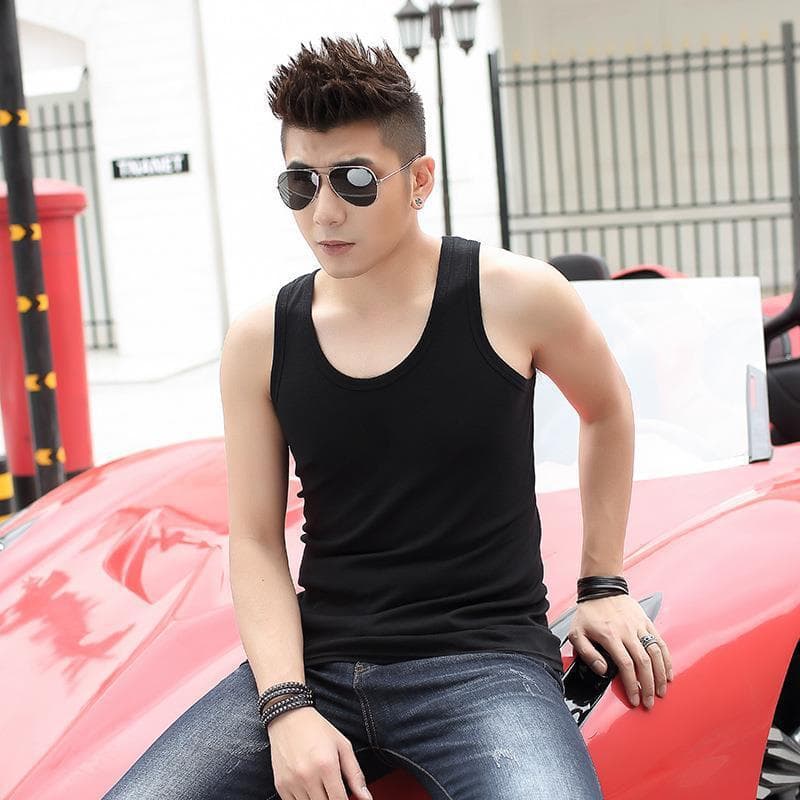 Men's Sleeveless Vest for Cross-Border Trade, Slim Fit, Youthful Style, Breathable, Sports, Cross-Shoulder Design