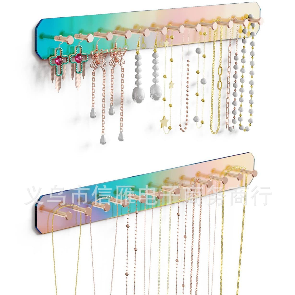 Wall-Mounted Colorful Hooks Bathroom Vanity Bedroom Wall Supermarket Specialty Acrylic Jewelry Storage Necklace Rack