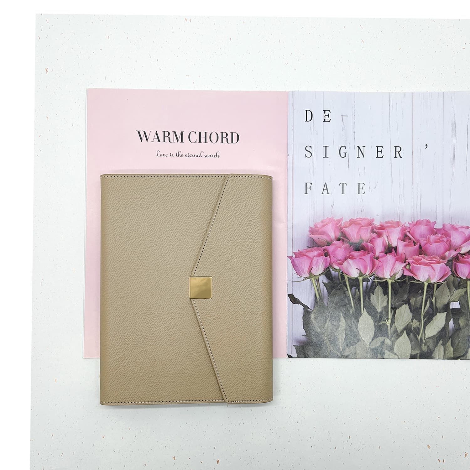 Litchi pattern imitation leather A5 loose-leaf notebook 6-hole gold clip notepad tri-fold square iron buckle business notebook