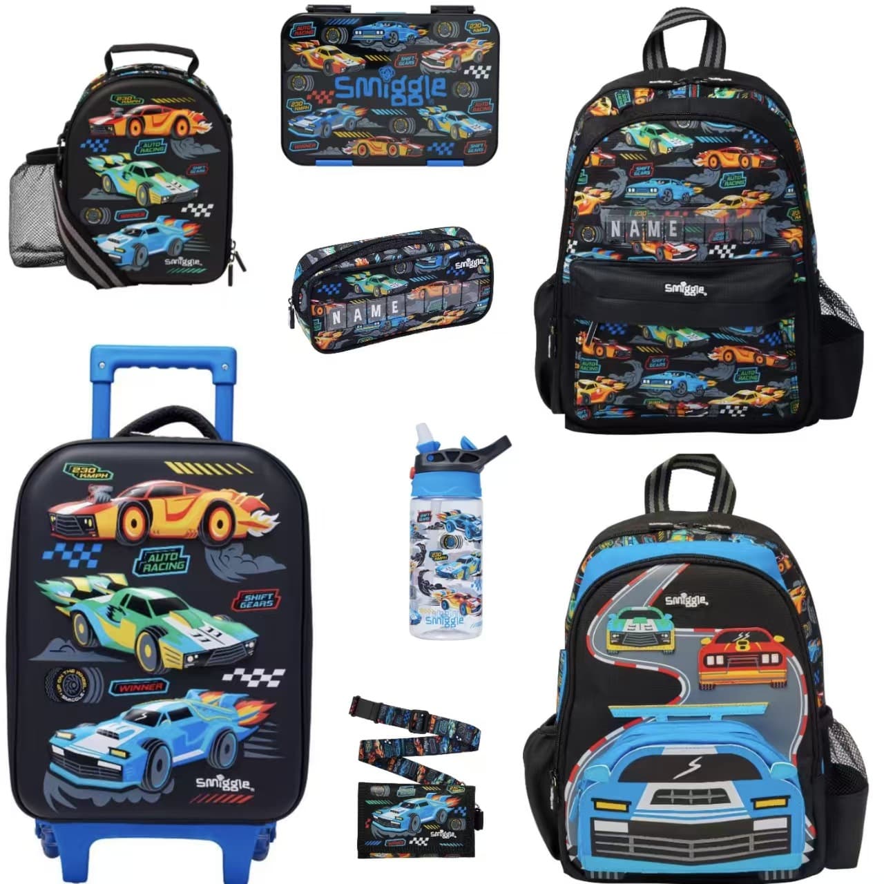 Australian Smiggle Schoolbag Primary School Student Cartoon Backpack Children's Schoolbag Trolley Case Speed Racing Suit Series