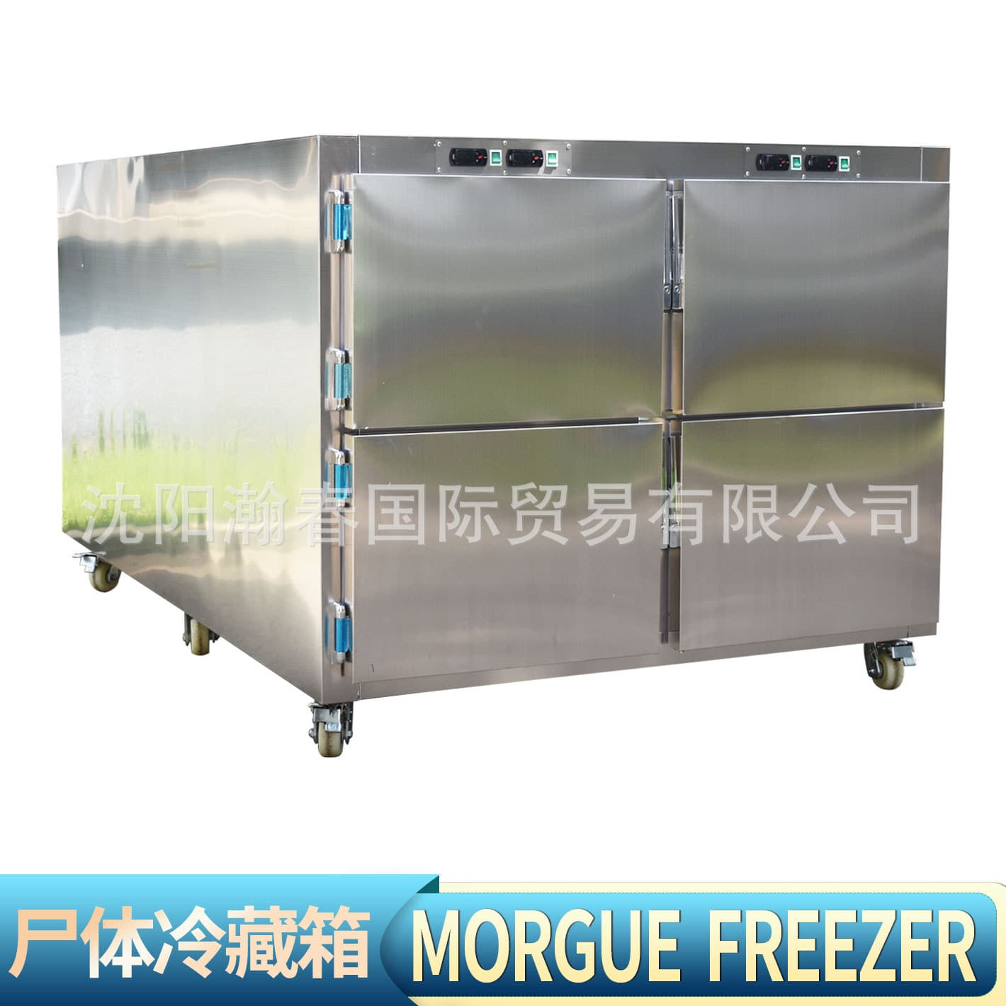 Freezer with Four Compartments for Deceased, Mortuary Body Freezing, Forensic Specimen Storage, 4-Door Corpse Chiller