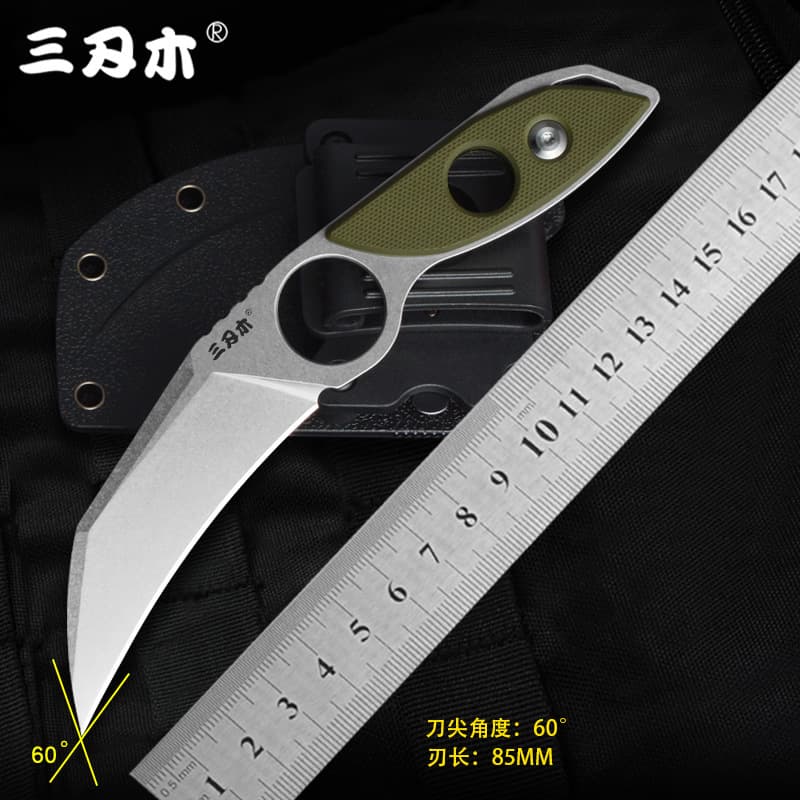 Sanrenmu S615 Outdoor Fixed Blade Karambit Knife Field Hunting Knife Survival Self-Defense Weapon G10 Handle Neck Knife