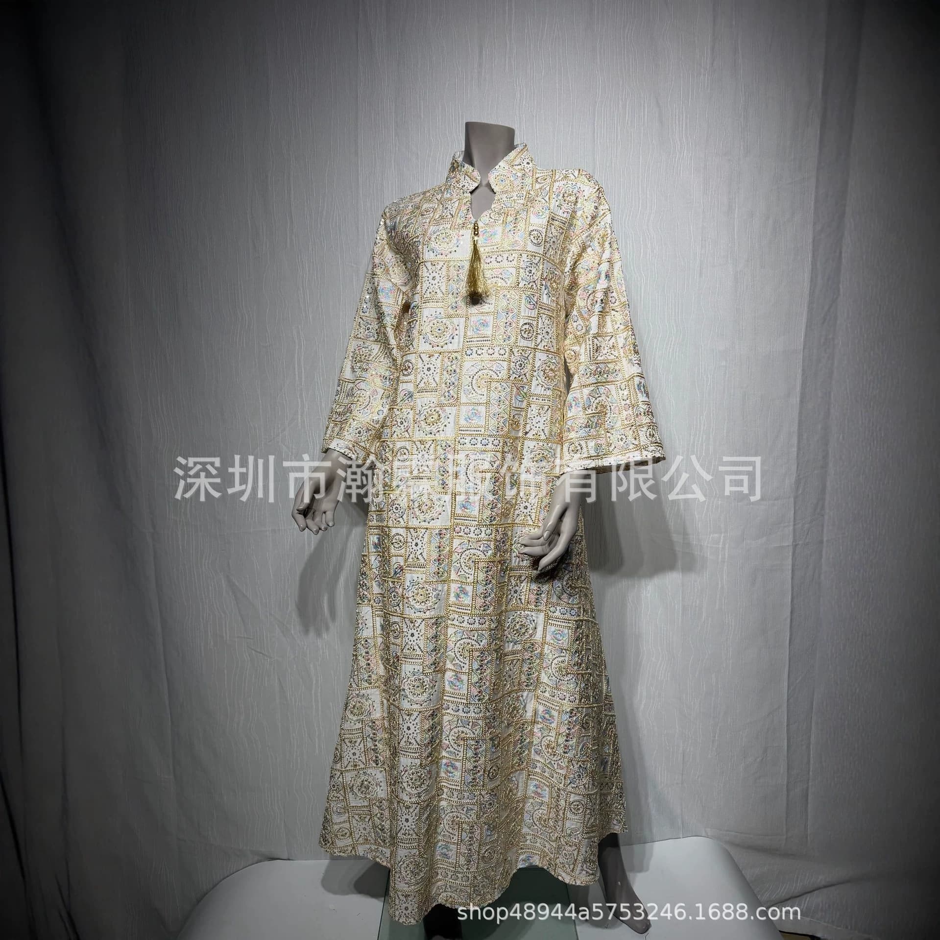 L277 Cross-border Heavy Industry Dinner Gift Geometric Pattern Kraft Dress Amazon Women's Dress