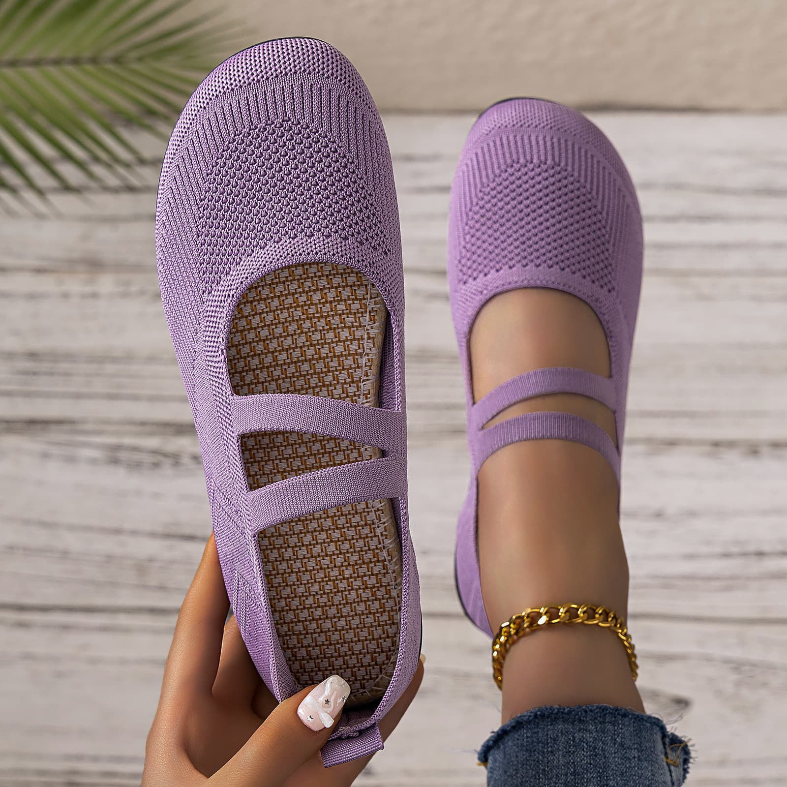 Women's Shoes, Cross-Border, Shallow Mouth, Slip-On, Soft Sole, Comfortable, Fly-Knit, Breathable, Wide Fit, Mom Shoes, Cloth Shoes
