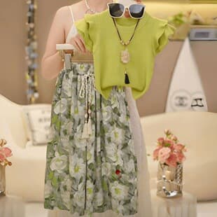 Girls Clothing 2025 Fashionable Round Neck Cap Sleeve Girl Floral Print Long Pants Set Trendy Two-Piece Set In Stock
