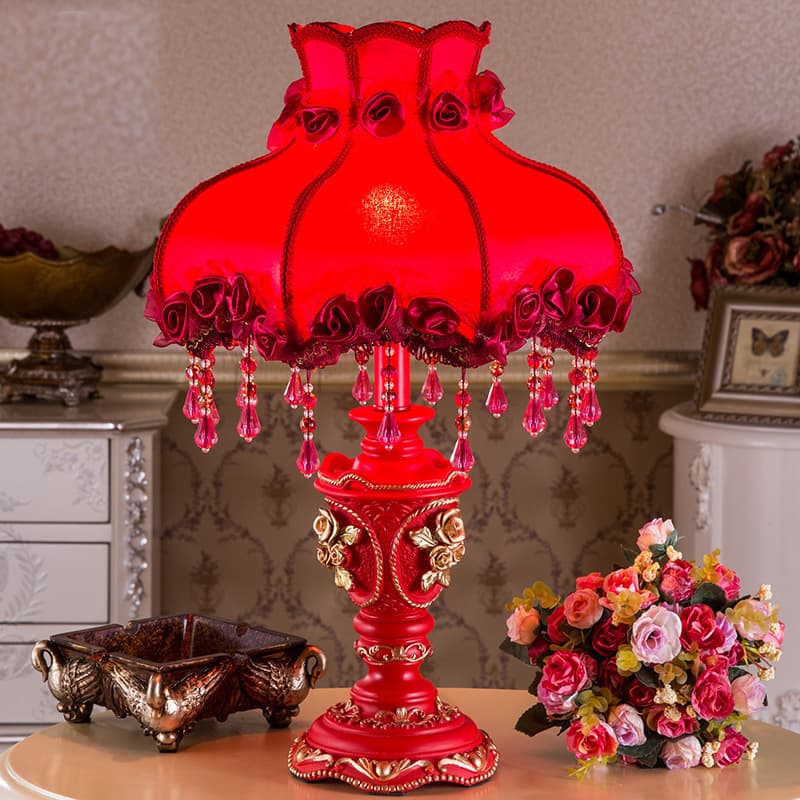 Wedding Table Lamp, Bedside Lamp for Wedding Room, Creative Romantic Red Long-Lasting Light, Warm Bedroom Wedding Lamp