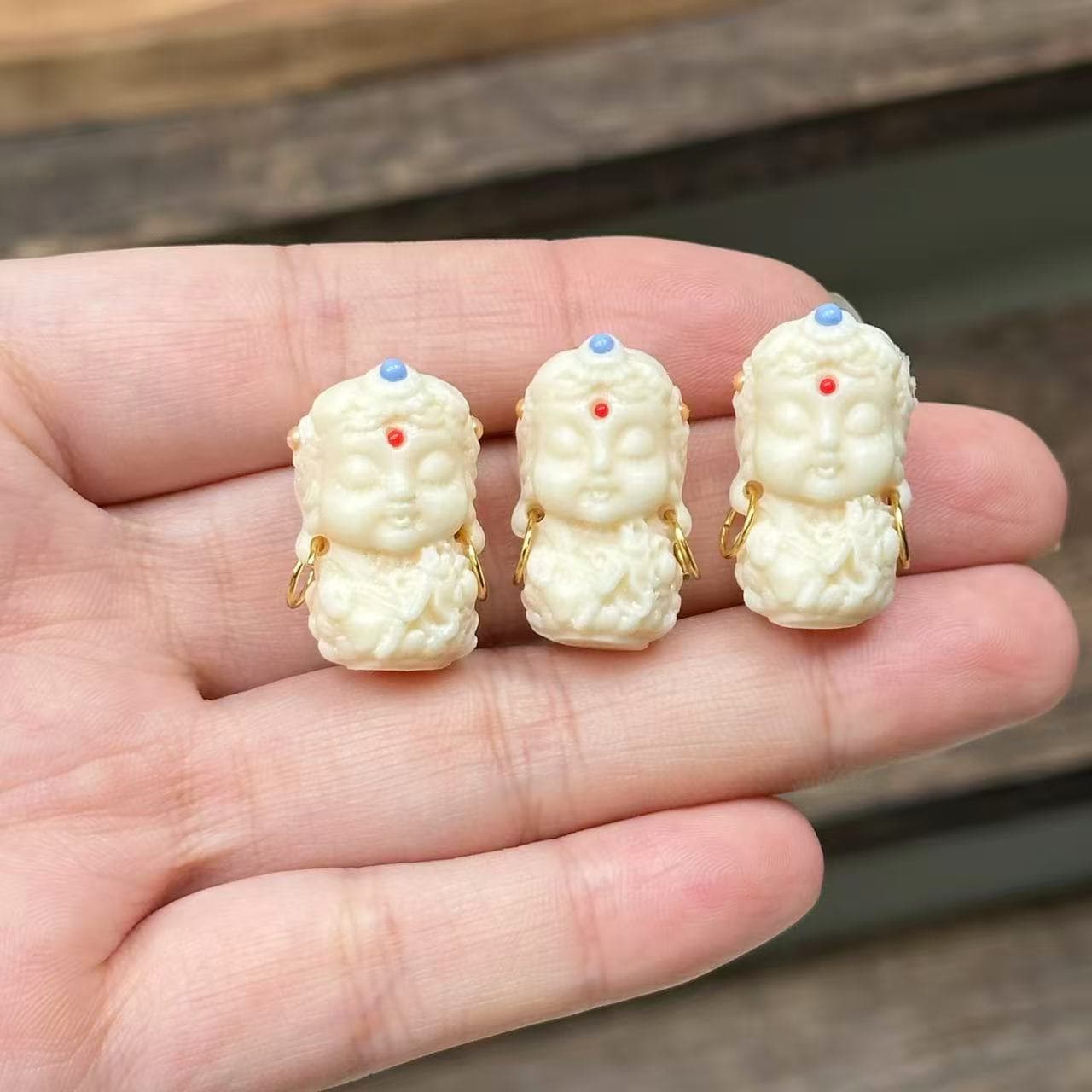 Ivory Tara Carving with Beads, Pressed Powder, DIY Bodhi Fruit Bracelet, Super Cute and Adorable Handheld Accessories for Men and Women