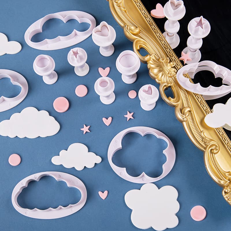 Press-Type Cookie Mold Cloud Five-Pointed Star Heart Fondant Printing Mold Cake Baking Various Printing Templates Molds