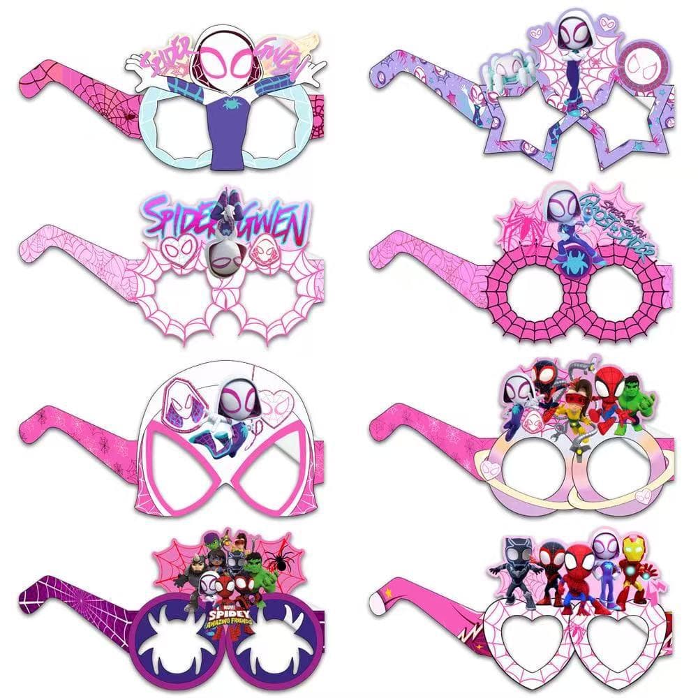 New Spider-Man and His Amazing Friends themed paper glasses party photo props female Spider-Man glasses