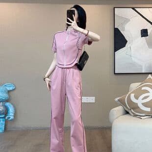 Casual Suit for Women Summer 2025 New Popular Fashion Youthful Korean Short Sleeve Cardigan Short Sleeve Sportswear Set Trendy