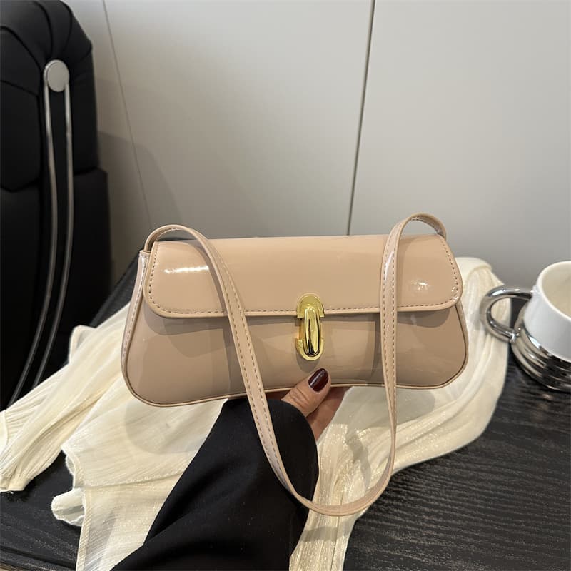 2026 Spring/Summer New Patent Leather Small Square Bag for Women, Fashionable and Simple Shoulder Crossbody Bag, High-End Commuter Underarm Bag