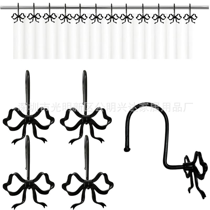 New cross-border e-commerce exclusive zinc alloy bow shower curtain hook, decorative shower curtain ring, curtain hook.