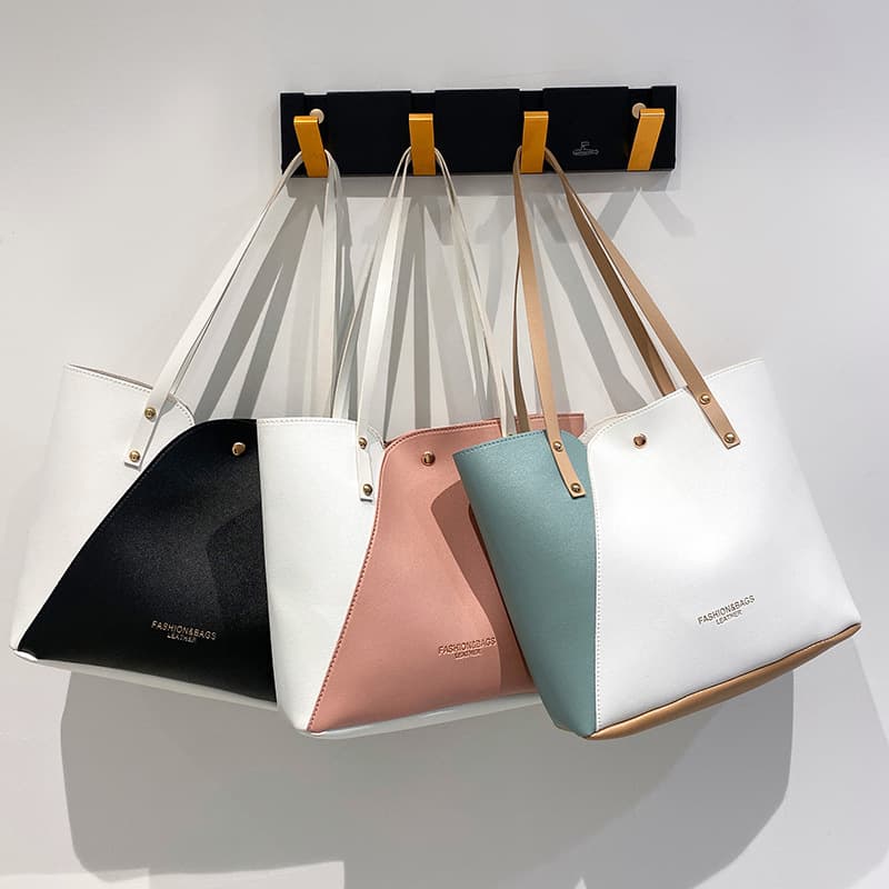 Fashionable and simple shoulder bag 2024women handbags shopping bag hot stamping contrasting color versatile mother bag
