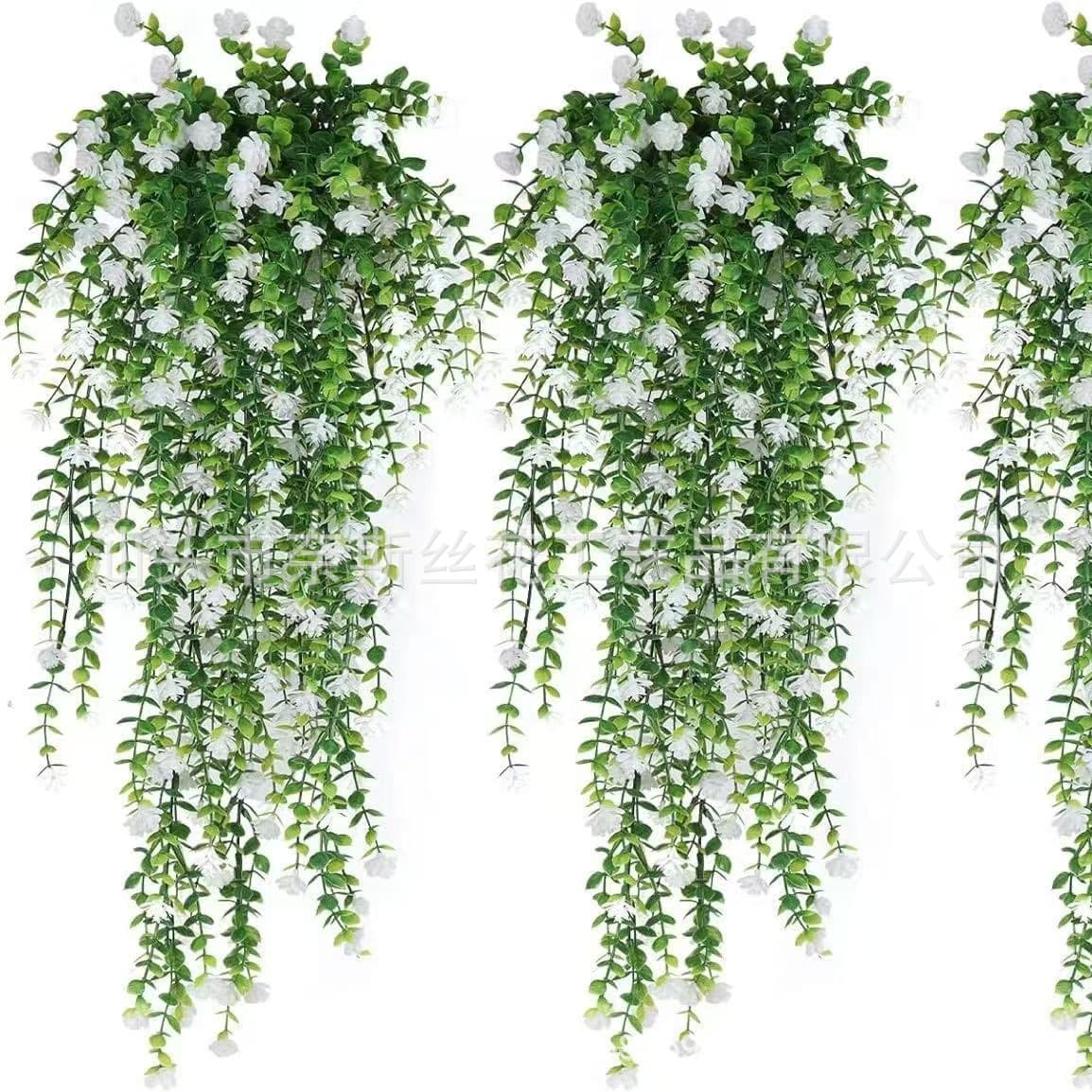 Artificial Eucalyptus Camellia Vine Wall Hanging Plant, Simulated Eucalyptus Leaf Vine Trailing Hanging Floral Decoration