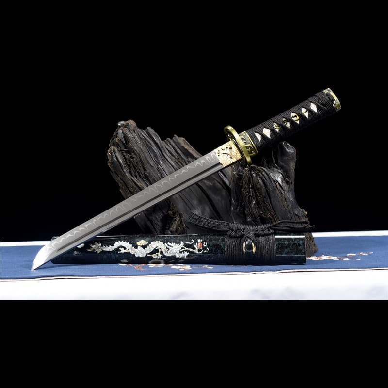 Longquan sword pattern steel Japanese-style pocket sword short sword rib difference outdoor self-defense sword cold weapon katana unedged