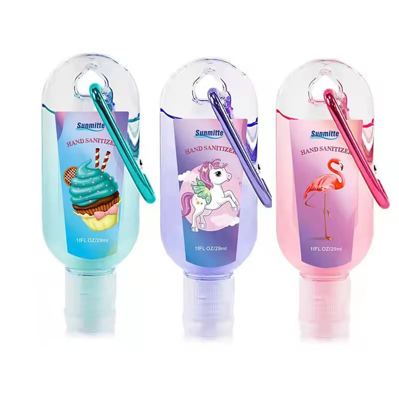 30ml Hook Carabiner Hand Sanitizer, Portable Alcohol Gel 60ml Climbing Bottle with Hook for Bag Disinfection