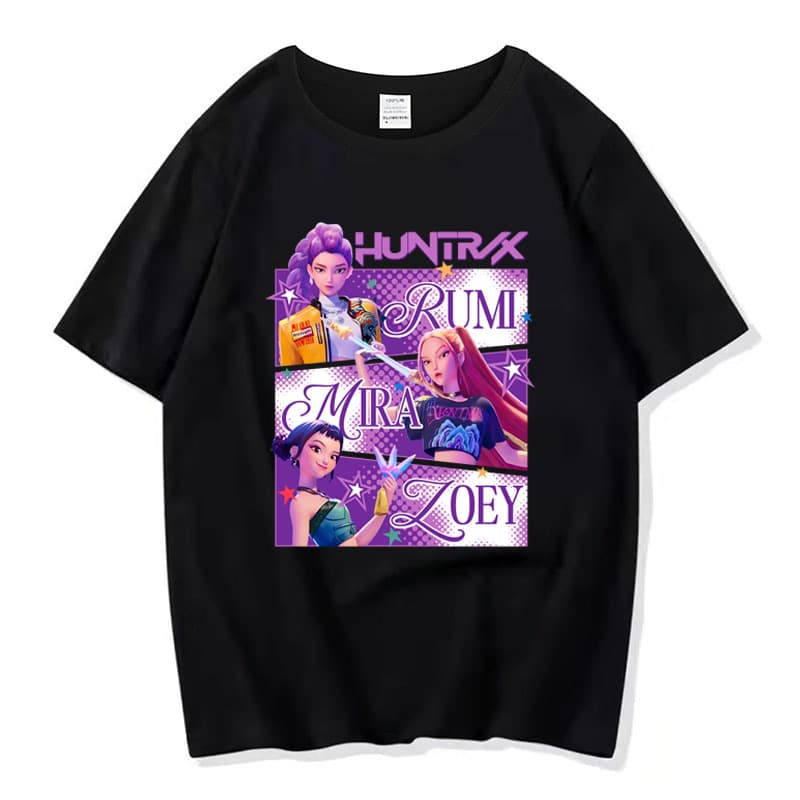 KPop Demon Hunters Cotton Unisex Round Neck Top Loose Casual Short Sleeve