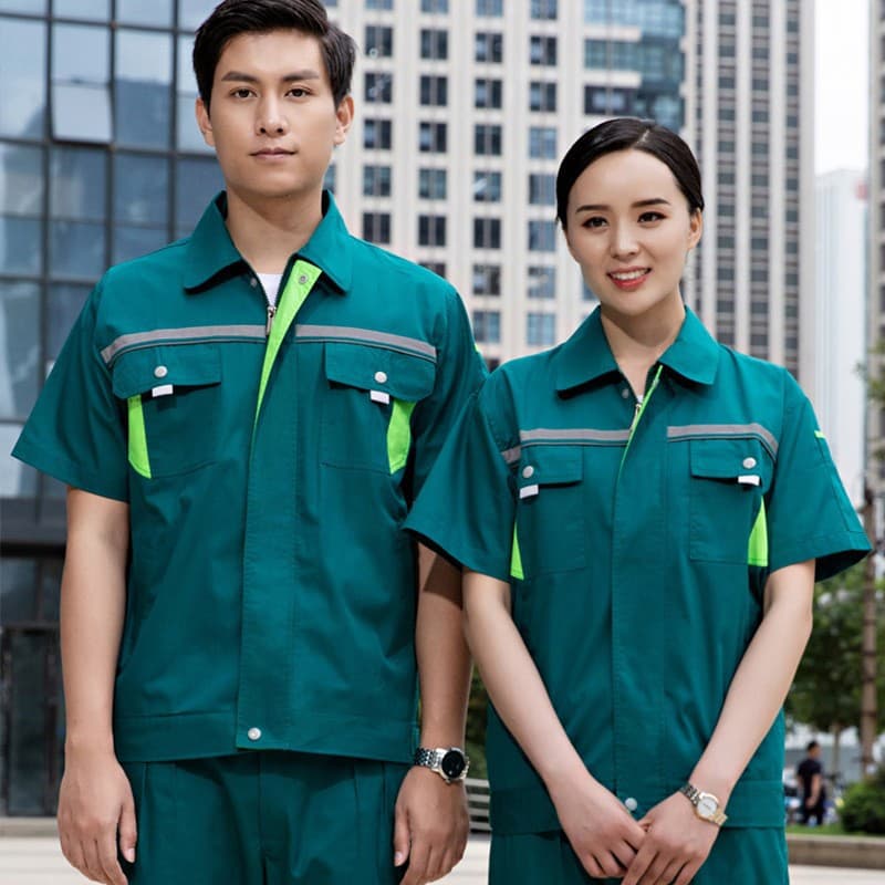 Summer Short-Sleeve Work Suit for Men, Thin and Breathable, for Gardening, Auto Repair, Sanitation, Wear-Resistant and Durable