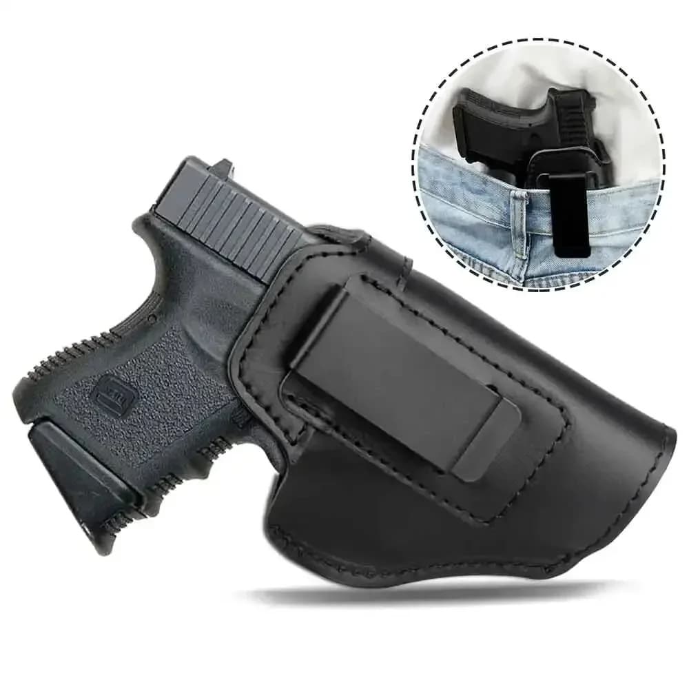 Genuine Leather Pistol Holster Cowhide Gun Holster Universal Right Hand Holster Concealed Carry IWB CCW Holster
