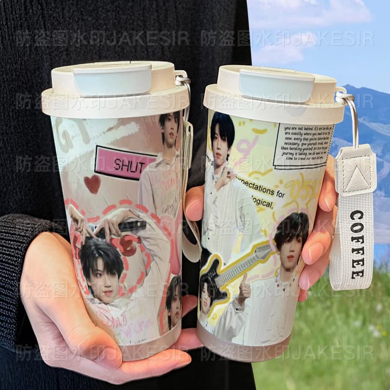TF Family Zhang Guiyuan Cute Insulated Cup 316 Stainless Steel Large Capacity Straw Water Bottle Car Coffee Cup for Men
