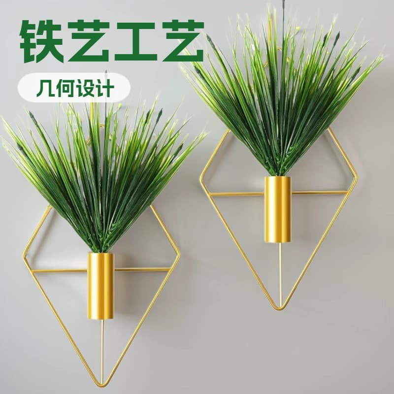 Cross-border Diamond-shaped Wall Hanging, Creative Nordic-style Iron Plant Holder and Wall-mounted Flower Shelf