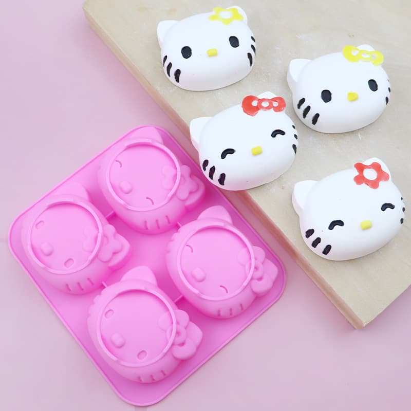 Tangzheng cross-border spot classic 4 cat heads silicone cake mold jelly pudding mold handmade