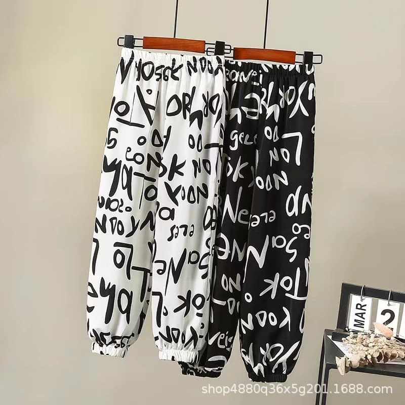 Girls' anti-mosquito pants, summer children's style casual pants, thin lantern pants, ice silk, medium and large children's nine-point leggings