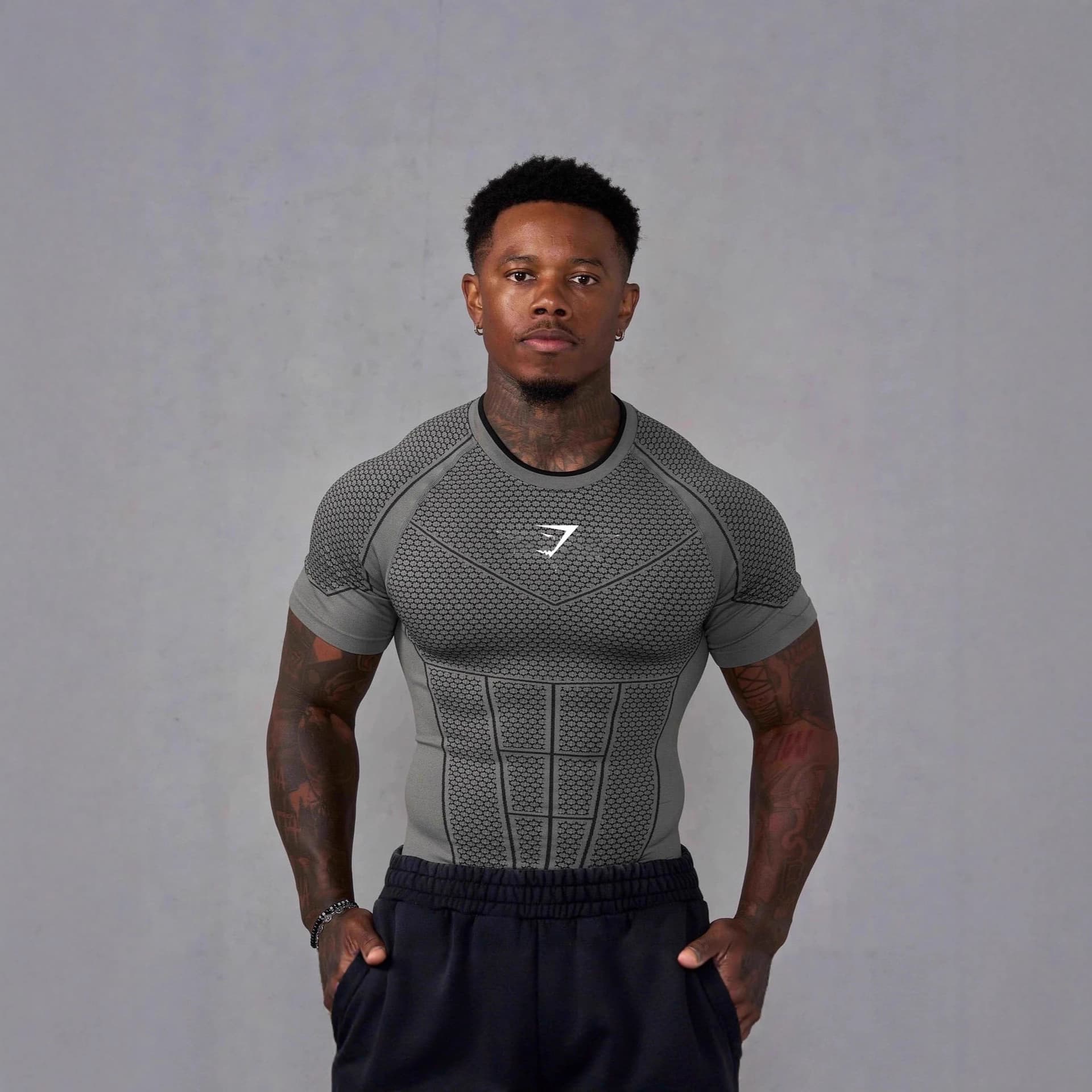 Gymshark New Export Fitness Clothing Men's Elastic Quick-Dry Short-Sleeve Running Training Bodysuit Cycling T-Shirt