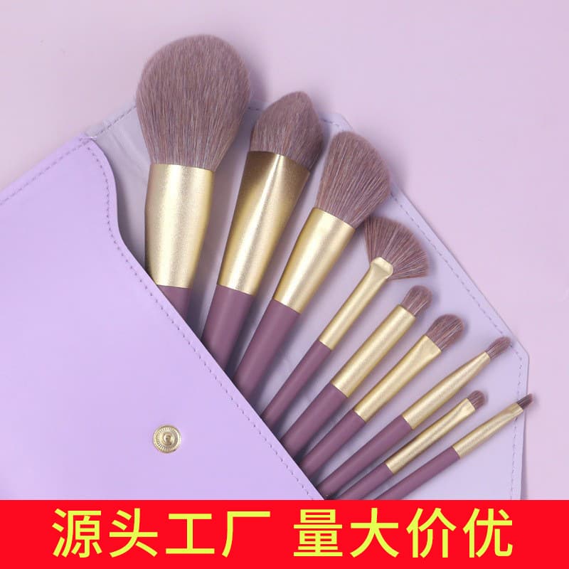 Huayang 9 Small Purple Sweet Potato Makeup Brush Set Soft-bristled Eyeshadow Brush Loose Powder Brush Concealer Brush One Piece Wholesale