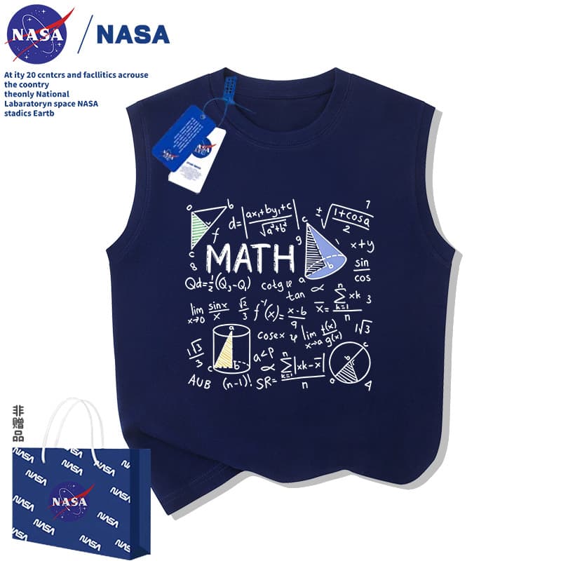 Nasa Math Formula Printed Children's Pure Cotton Vest Summer Wear for Older Kids Trendy Versatile Sleeveless T-Shirt Top