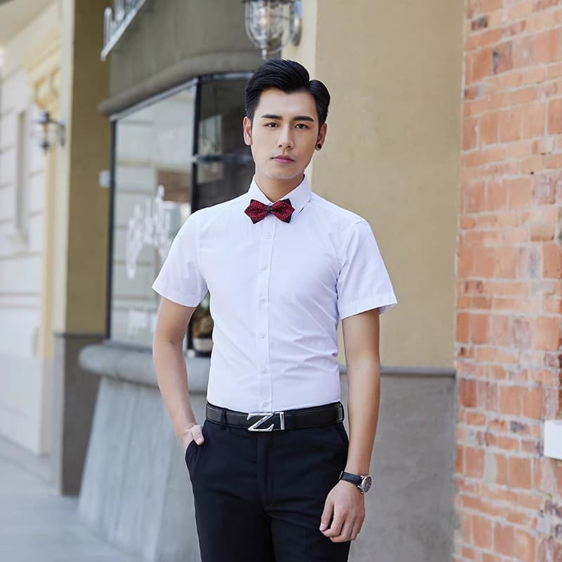 Summer young men's short-sleeved white shirt work clothes professional work fit white business casual formal shirt