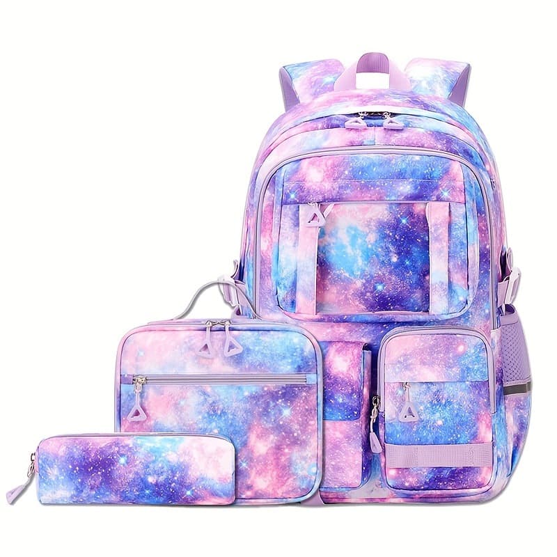 New Style Korean Travel Backpack for Outdoor Leisure, Student Bookbag with Printed Waterproof Design, Three-Piece Spine Protection