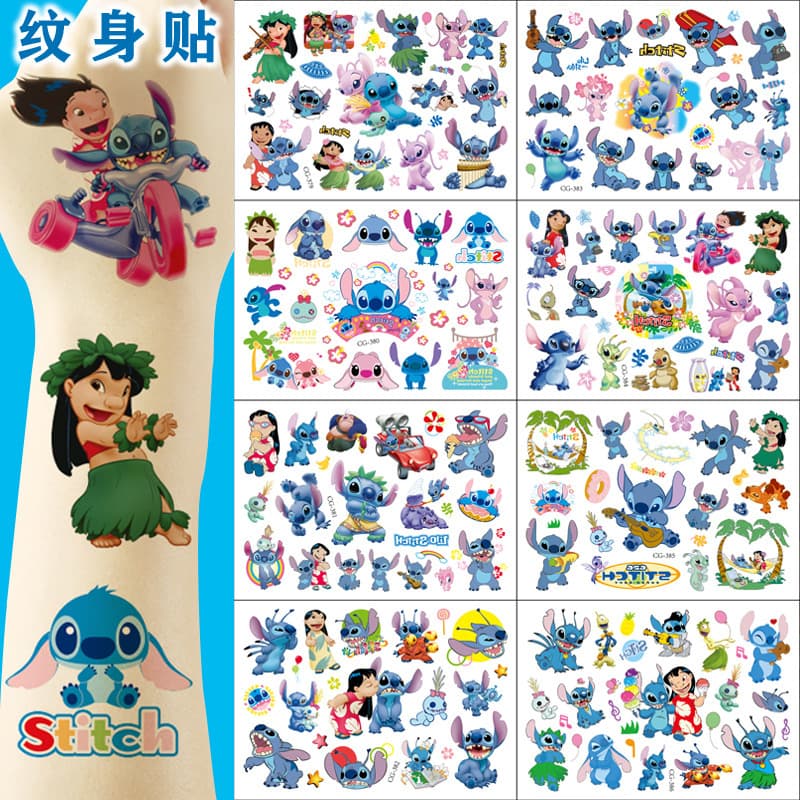 8 Lilo and Stitch Cartoon Tattoo Stickers Children's Stitch Water Transfer Disposable Tattoo Stickers