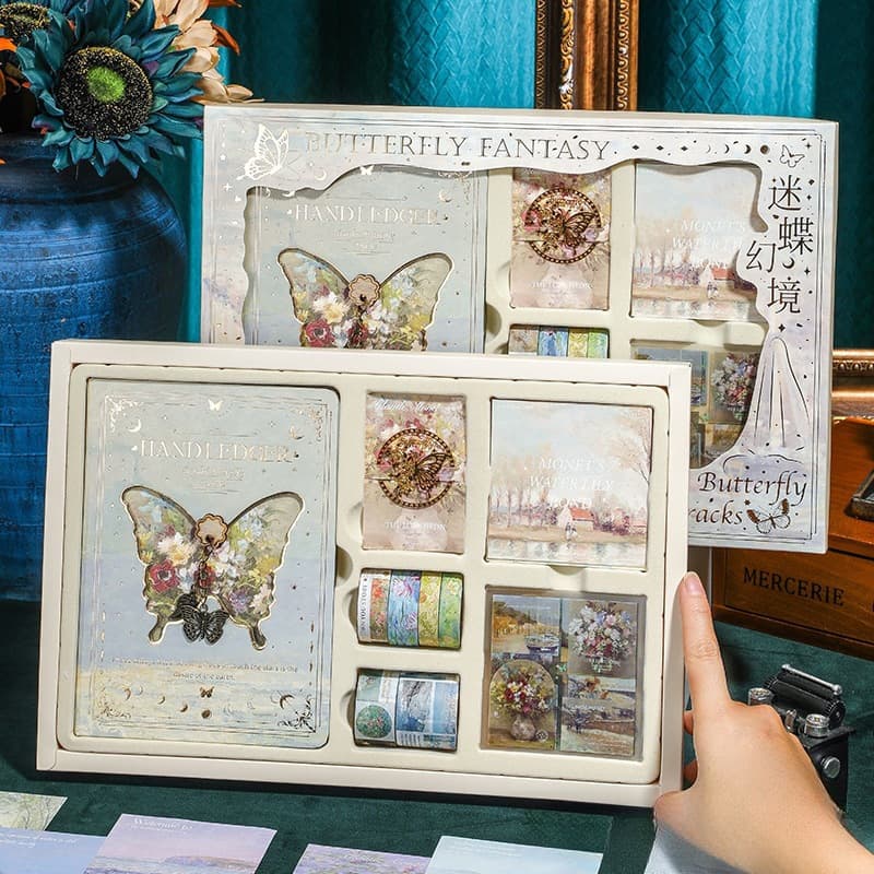 Vintage Butterfly Journal Set Gift Box 2025 New Style Girl's Notebook Gift Pack for Elementary School Students