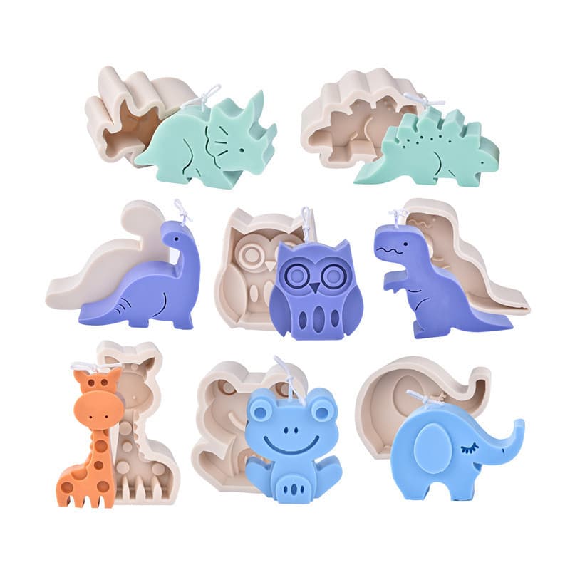 Silicone Animal Candle Mold Dinosaur Giraffe Aromatherapy Candle Crystal Drop Glue Children's Educational Toys Models DIY Crafts