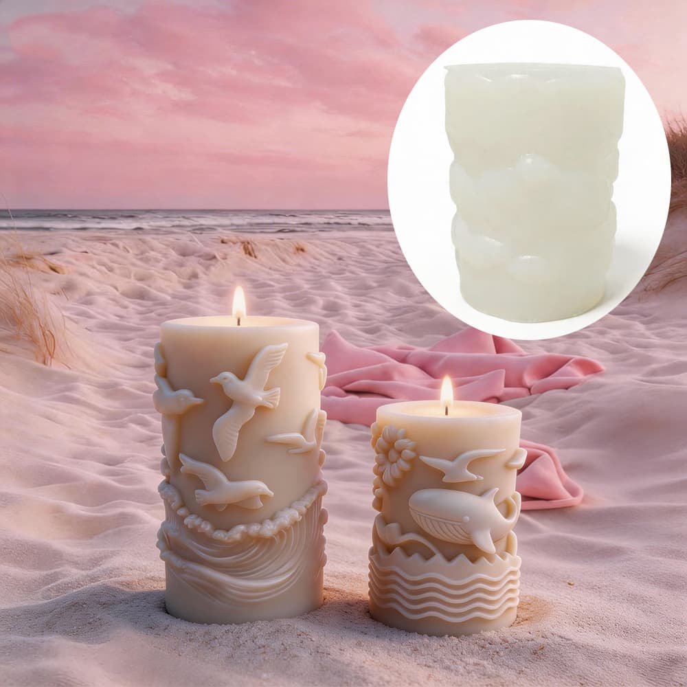 Quanmingxiang Whale Ocean Series Candle Silicone Mold DIY Cylindrical Seagull Seabird Scented Candle Mold