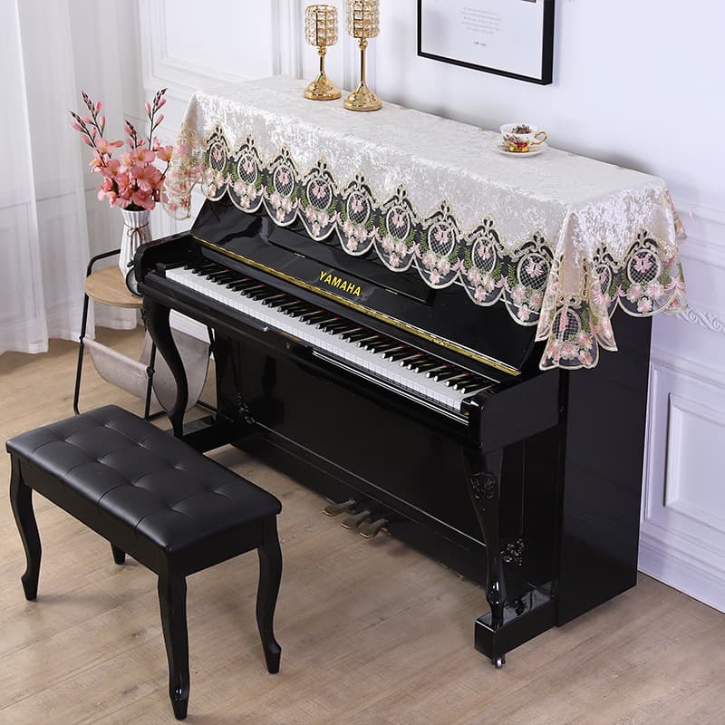 Factory Wholesale European Style Piano Cover Lace Fabric Embroidered Piano Cover Cloth Electronic Keyboard Half Cover Velvet Home Use