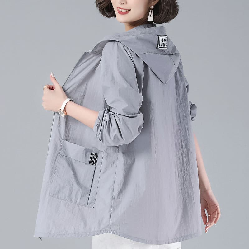 【80-200 lbs】Sun Protection Jacket for Plus Size Women, Loose Fit, Mid-Length Summer UV Protection Coat
